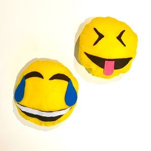 Two Emoji Pillows - Squinty Face with Tongue and Laughing Crying Face